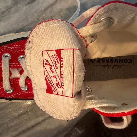 Converse Red and White High Top Canvas Sneakers - Picture 8 of 9